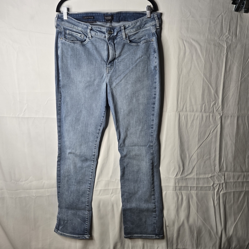 16W NYDJ Marilyn Straight Jeans - Light Blue Lift X Tuck Technokogy EUC